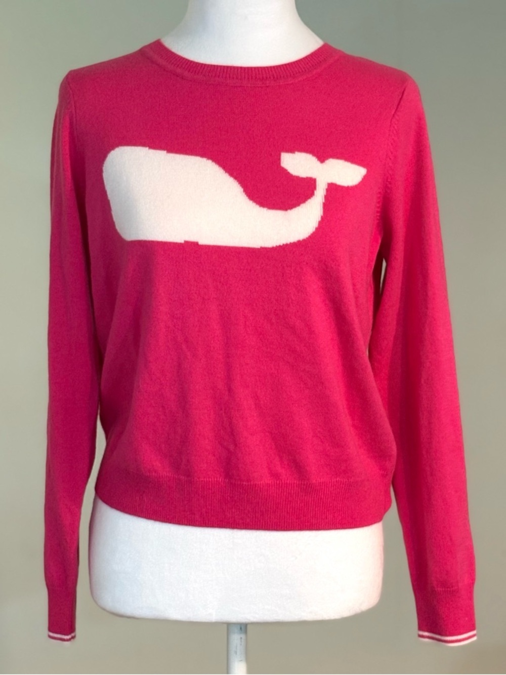 NWT Vineyard Vines Cashmere/Merino Wool Blend Whale Pink Crew Neck Sweater